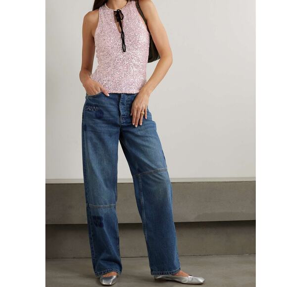 Ganni 3D Sequins Top Mauve Chalk - Picture 13 of 13